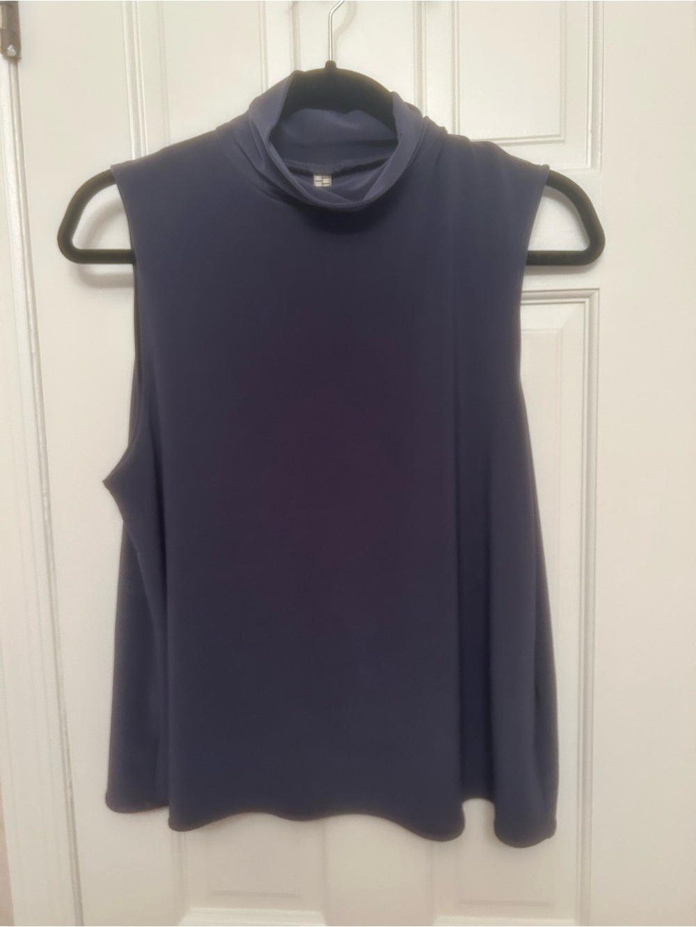 Sleeveless High Neck Tank Top in Deep Navy